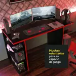 Escritorio Gamer Moderno mesa Para Pc Y Consola 136Cm Negro Y Rojo