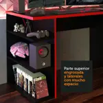 Escritorio Gamer Moderno mesa Para Pc Y Consola 136Cm Negro Y Rojo