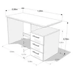 Escritorio EMC Study con Estante y 3 Cajones Blanco