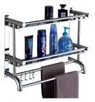Organizador De Baño Dos Estantes Toallero Acero Inoxidable Waggs