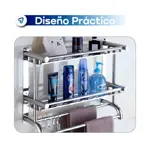 Organizador De Baño Dos Estantes Toallero Acero Inoxidable Waggs
