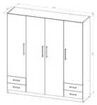 Placard Pac170 - 173cm Ancho, 4 Estantes, 4 Puertas, 4 Cajones, Blanco