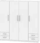 Placard Pac170 - 173cm Ancho, 4 Puertas, 4 Cajones, 4 Estantes, Blanco