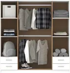 Placard Pac170 - 173cm Ancho, 4 Puertas, 4 Cajones, 4 Estantes, Blanco