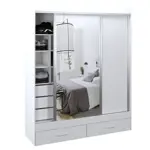 Vestidor 2 Puertas 180 x 220 cm con 1 Puerta Espejo  CODIGO 503 BLA