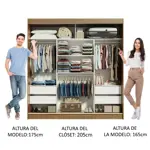 Placard Madesa Reno  205x180 Cm 3 Puertas Corredizas 1 Espejo 4 Cajones