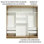 Placard Madesa Reno  205x180 Cm 3 Puertas Corredizas 1 Espejo 4 Cajones