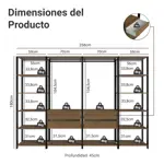 Placard Vestidor Valencia Módulo Abierto 4 Cajones 258 Cm