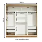 Placard Madesa Reno 3 Puertas Corredizas 1 Espejo 4 Cajones 205x180