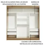 Placard Madesa Reno 3 Puertas Corredizas 1 Espejo 4 Cajones 205x180
