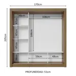 Placard Madesa Nobre 3 Puertas Corredizas 2 Espejos 1.70x2.05