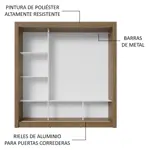 Placard Madesa Nobre 3 Puertas Corredizas 2 Espejos 1.70x2.05