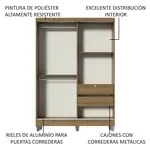 Placard Luke Madesa 2 Puertas Corredizas Madera Con Patas