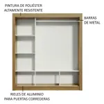 Placard Madesa Mônaco Ropero Con 3 Puertas Corredizas 1 Espejo 170x205x51