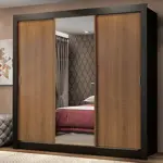 Ropero Closet Madesa Mônaco 3 Puertas 1 Espejo Negro/marrón Marrón