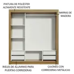 Placard Madesa Lyon Puertas Corredizas 1 Espejo 4 Cajones