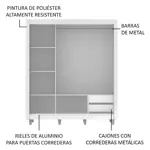 Placard Madesa Lyon 3 Puertas 2 Espejos 2 Cajones Con Patas