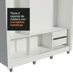 Placard Madesa Lyon 3 Puertas 2 Espejos 2 Cajones Con Patas