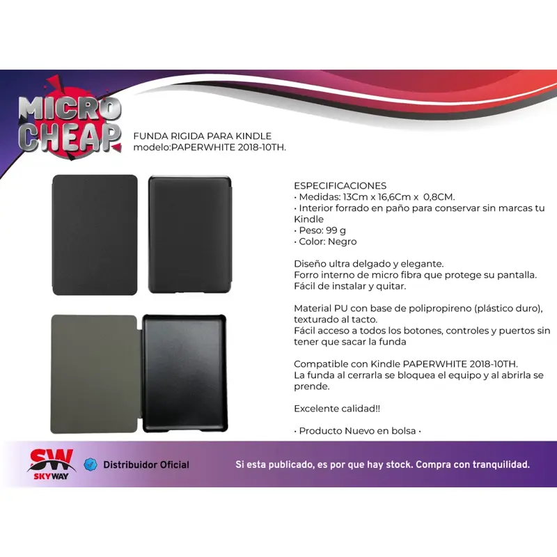 Funda para Tablet Amazon Kindle Paperwhite Magnetica Negro