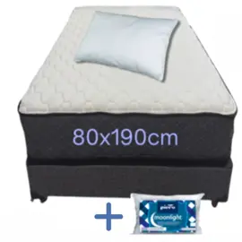 Sommier Y Colchón  De Espuma Firme 1 Plaza  Almohada...