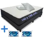 Sommier y Colchón Piero de Espuma Firme 2 plazas - Almohadas de Regalo