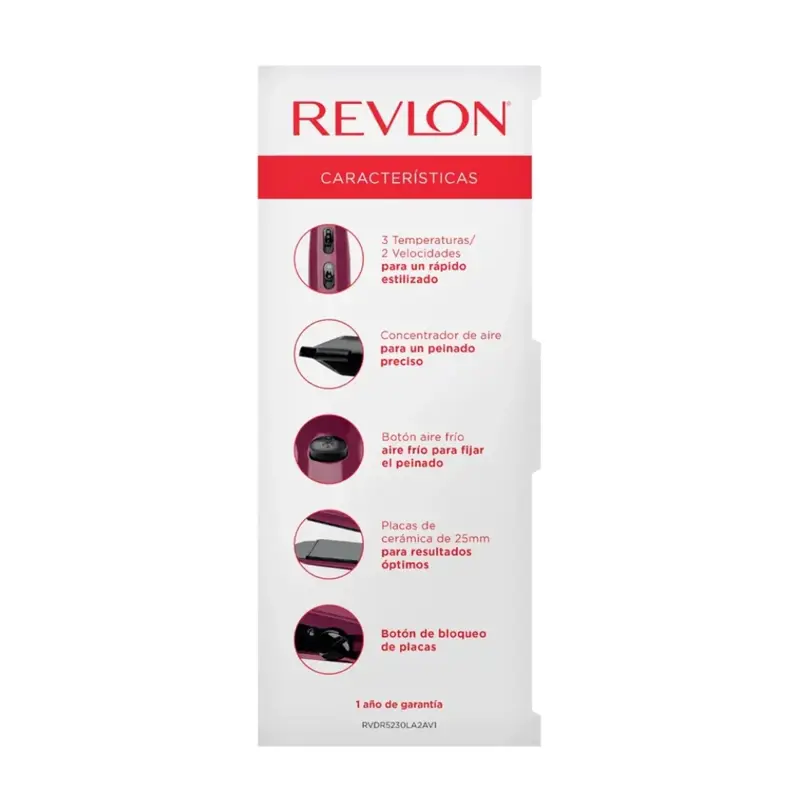 combo secador + planchita rojo revlon rvdr5230rla2av1