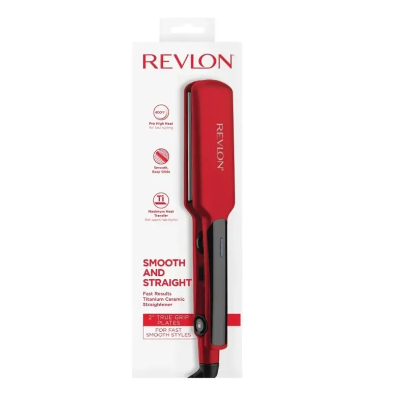 plancha de pelo revlon 220° placas 4.5 cm. recub titanio color rojo