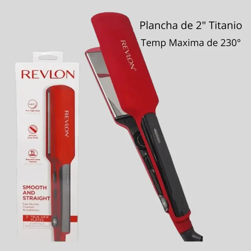 plancha de pelo revlon 220° placas 4.5 cm. recub titanio color rojo