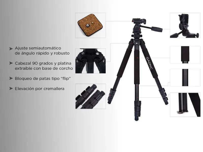 Tripode Gadnic Profesional Camara Nikon Canon Reflex + Cabezal