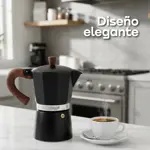 Cafetera Moka Italiana Waggs Aluminio 300ml 6 tazas Crema