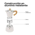 Cafetera Moka Italiana Waggs Aluminio 300ml 6 tazas Crema