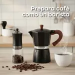Set Cafetera Moka Italiana Más Molinillo Manual Vidrio Waggs Crema