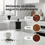Set Cafetera Moka Italiana Más Molinillo Manual Vidrio Waggs Crema
