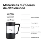 Cafetera De Émbolo Prensa Francesa De Vidrio 600ml Waggs Negra
