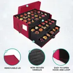 Caja de almacenamiento para adornos navideños BlessSeason, roja, 72 x 3 cm