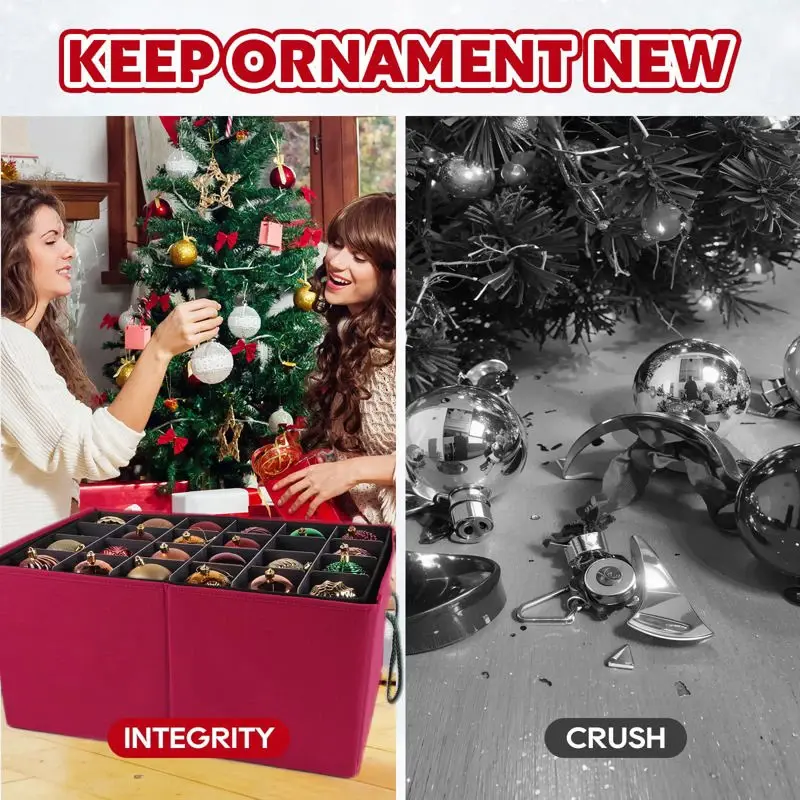 Caja de almacenamiento para adornos navideños BlessSeason, roja, 72 x 3 cm