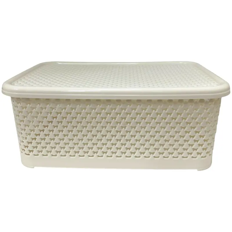 CANASTO CON TAPA 3,5L CREMA