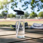 Botella De Agua Deportiva Dehuka 750ml Negro - Termo Mano Libre - Tapa Rebatible - Gym Y Uso Diario