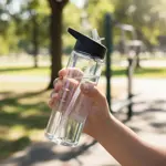 Botella De Agua Deportiva Dehuka 750ml Negro - Termo Mano Libre - Tapa Rebatible - Gym Y Uso Diario