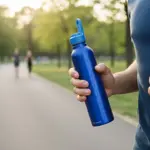 Botella De Agua Deportiva Dehuka Aluminio Lisa 500ml Color Azul Tapa A Roscas Libre BPA