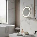 Espejo De Maquillaje Pantalla Táctil Luz Led Dehuka Con Zoom Marco Blanco