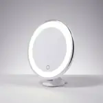 Espejo De Maquillaje Pantalla Táctil Luz Led Dehuka Con Zoom Marco Blanco