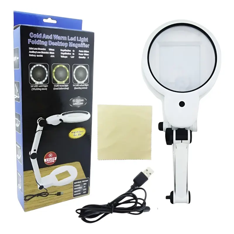 Lupa Lampara Led Soporte Con Luz Calida Y Fria