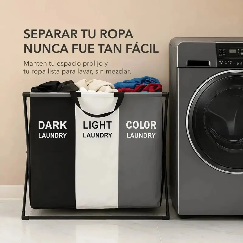 Cesto Organizador Ropa Sucia Plegable 3 Divisiones Lavadero