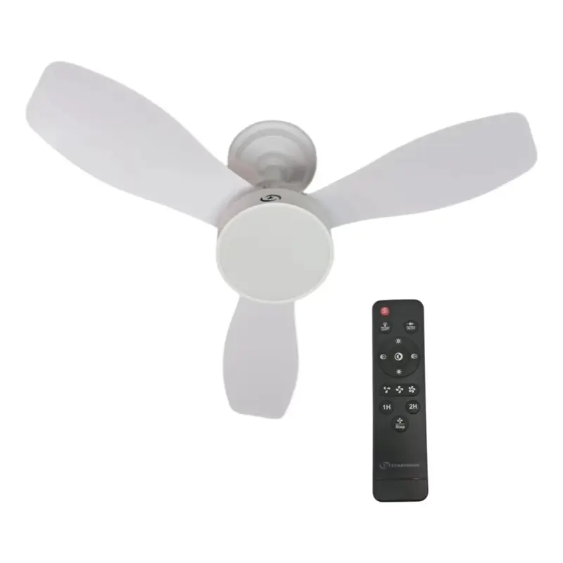 Ventilador De Techo Con Plafón Led Y Control Remoto 60 Cm 50 Hz Blanco Plástico 3