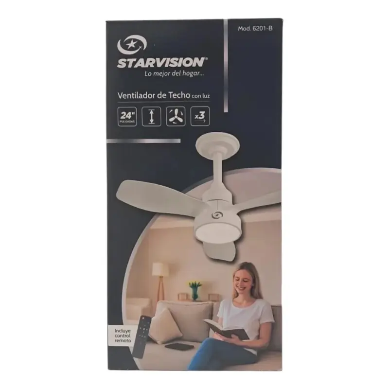 Ventilador De Techo Con Plafón Led Y Control Remoto 60 Cm 50 Hz Blanco Plástico 3
