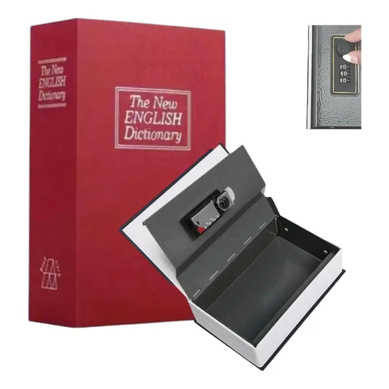 Caja Fuerte De Seguridad Metal Forma De Libro Con Llaves Bordo