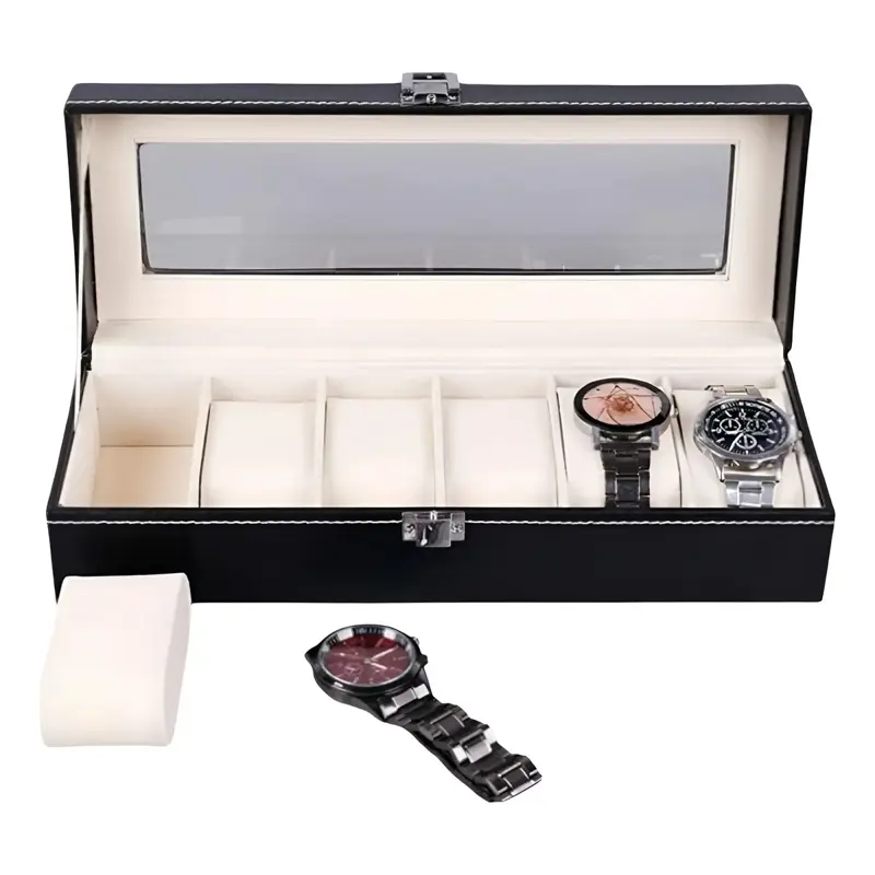 Estuche Para Reloj Exhibidor Caja Para Relojes 6 Espacios
