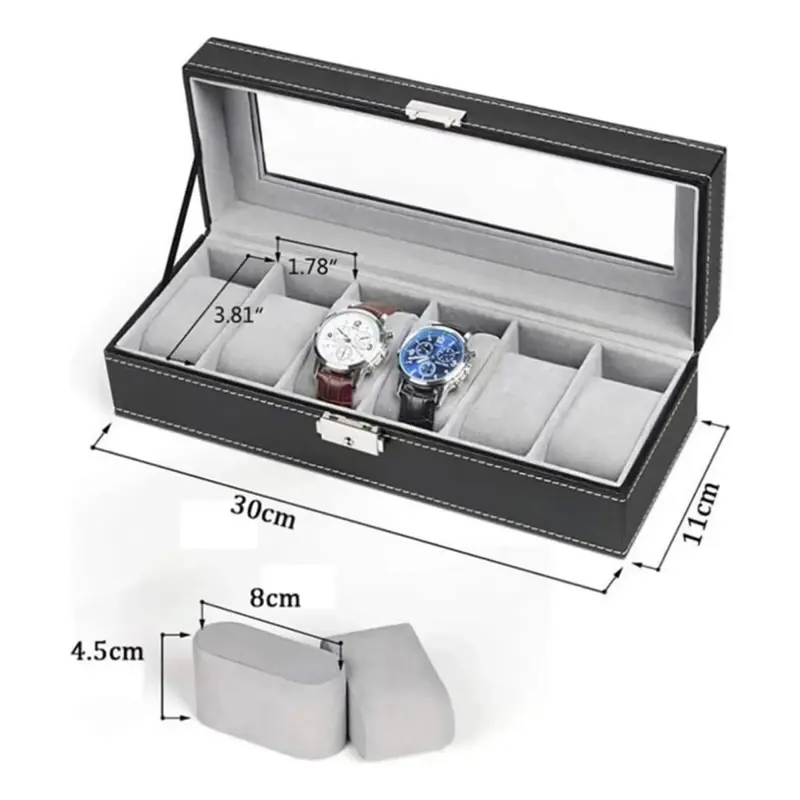 Estuche Para Reloj Exhibidor Caja Para Relojes 6 Espacios
