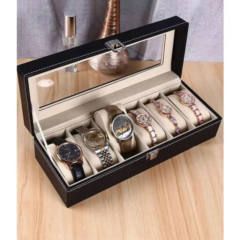 Estuche Para Reloj Exhibidor Caja Para Relojes 6 Espacios